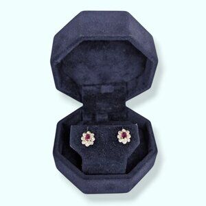 V. 14K Diamond & Ruby Stud Earrings
